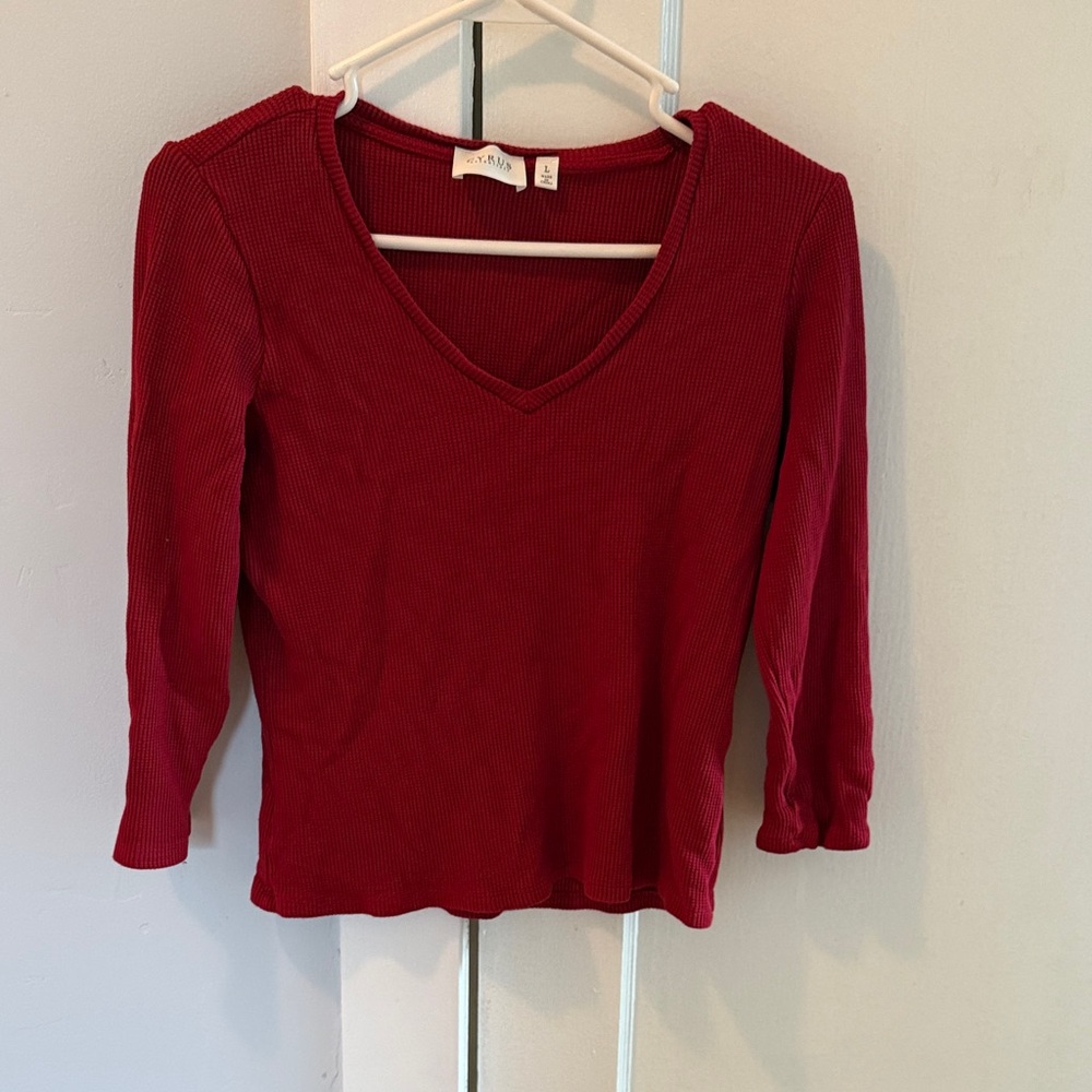 Red V-Neck Top